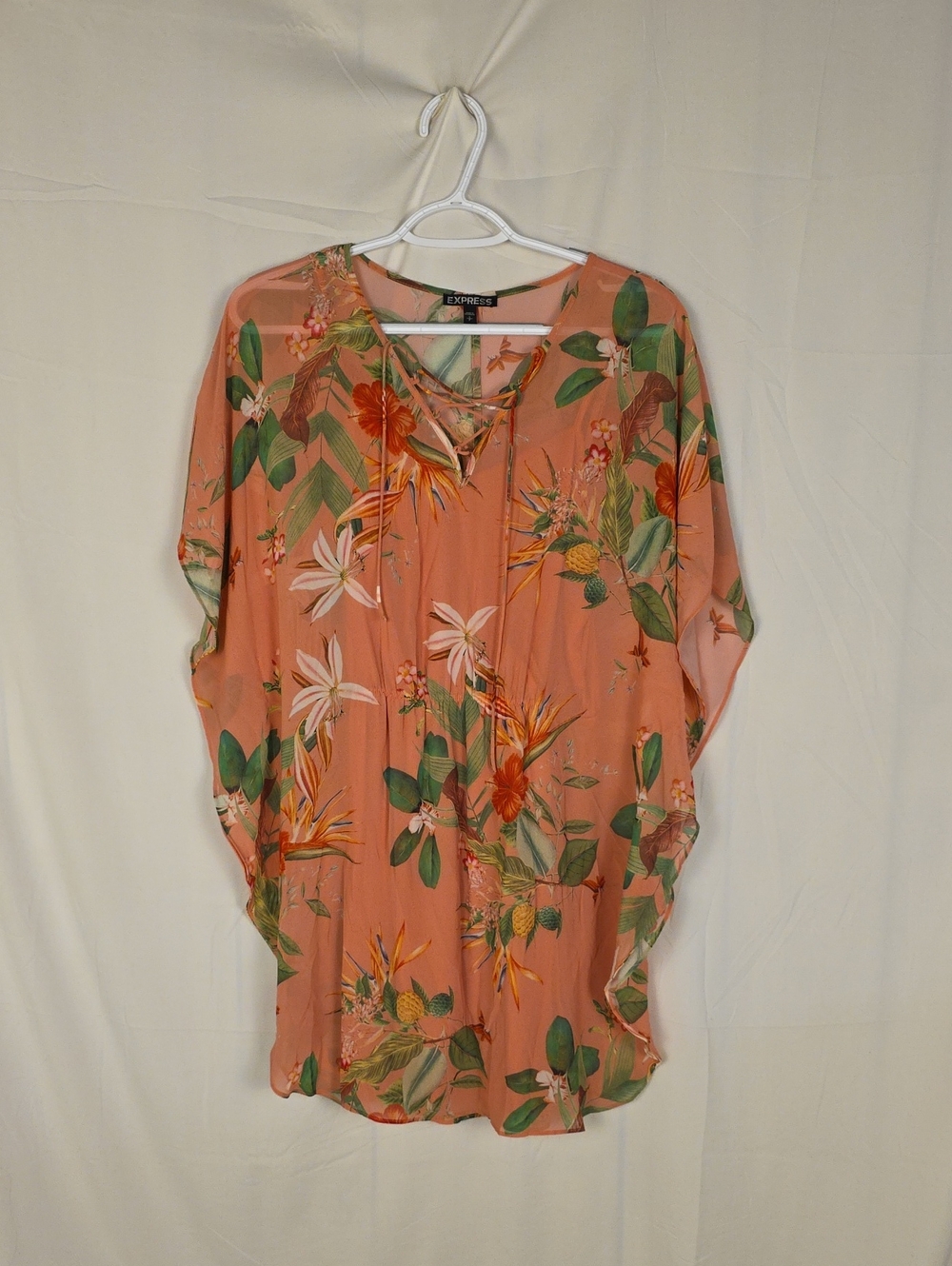 Express Floral Tie-Front Flowy Dress